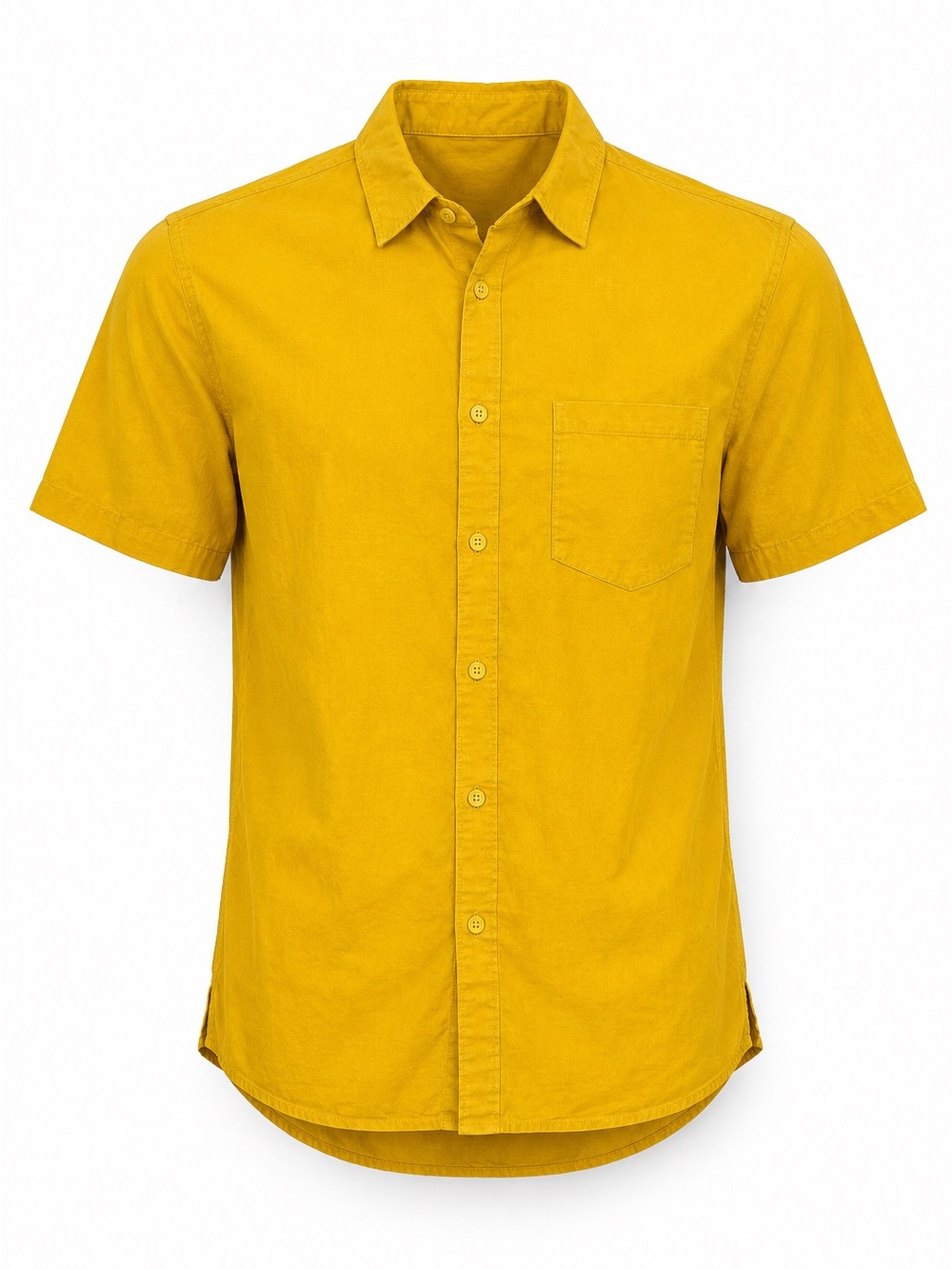 H&M Divided Mustard Yellow Short Sleeve Button Up Shirt Men’s Large